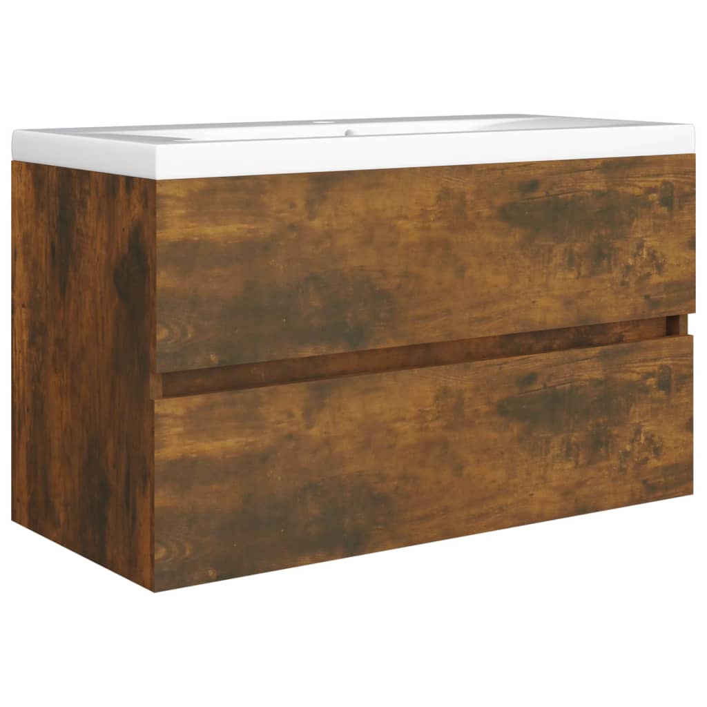 Wastafelkast 80x38,5x45 cm bewerkt hout gerookt eikenkleurig is nu te koop bij PeponiXL, paradijselijk wonen!