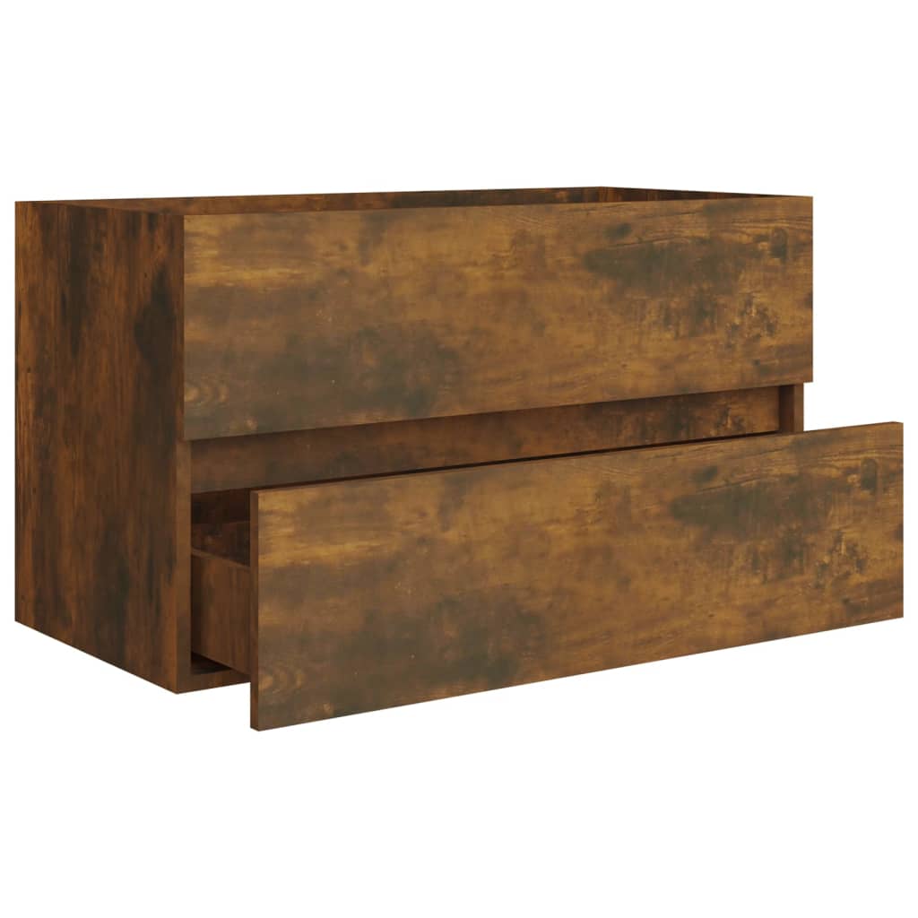 Wastafelkast 80x38,5x45 cm bewerkt hout gerookt eikenkleurig is nu te koop bij PeponiXL, paradijselijk wonen!