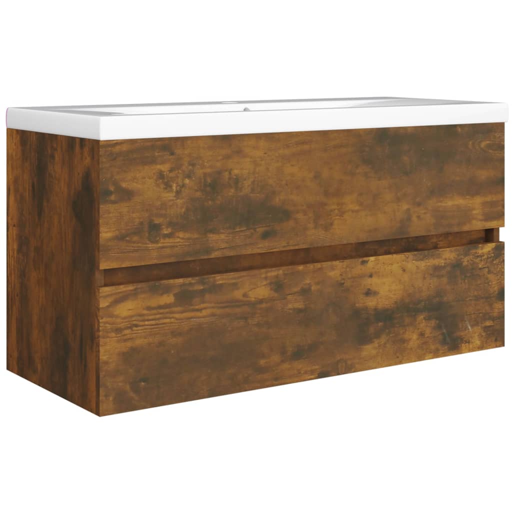 Wastafelkast 90x38,5x45 cm bewerkt hout gerookt eikenkleurig is nu te koop bij PeponiXL, paradijselijk wonen!