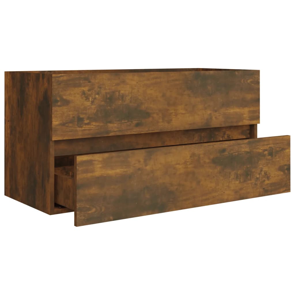 Wastafelkast 90x38,5x45 cm bewerkt hout gerookt eikenkleurig is nu te koop bij PeponiXL, paradijselijk wonen!
