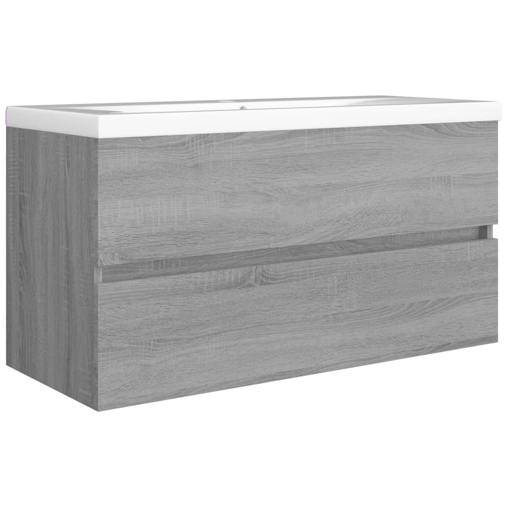 Wastafelkast 90x38,5x45 cm bewerkt hout grijs sonoma eikenkleur is nu te koop bij PeponiXL, paradijselijk wonen!