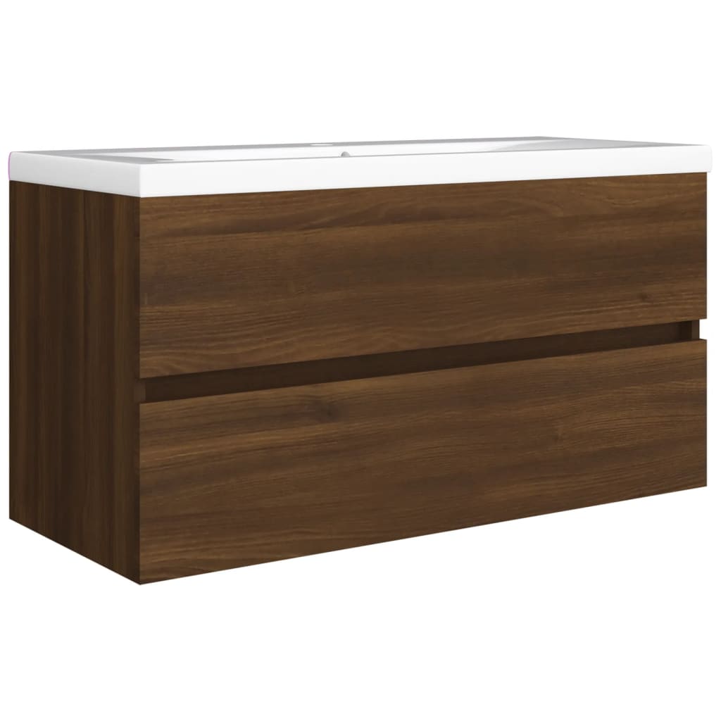 Wastafelkast 90x38,5x45 cm bewerkt hout bruin eikenkleur is nu te koop bij PeponiXL, paradijselijk wonen!