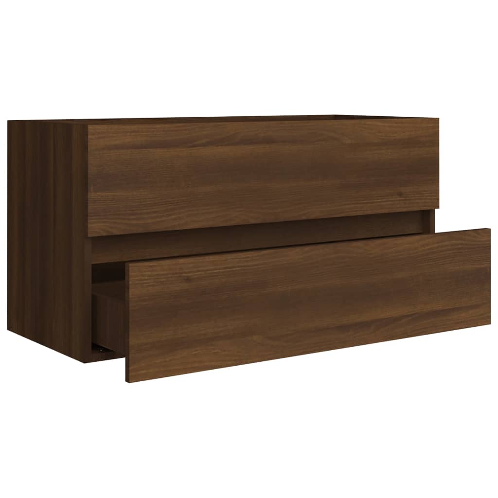 Wastafelkast 90x38,5x45 cm bewerkt hout bruin eikenkleur is nu te koop bij PeponiXL, paradijselijk wonen!