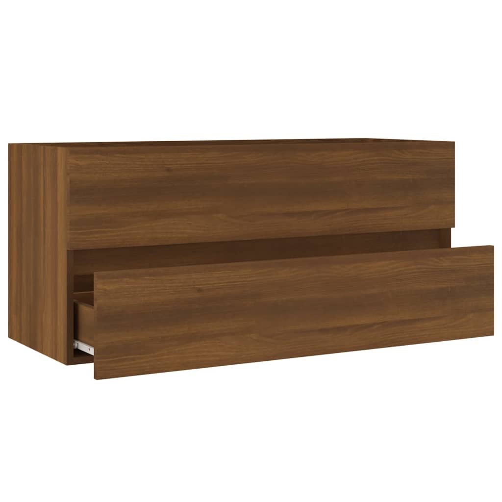 Wastafelkast 100x38,5x45 cm bewerkt hout bruin eikenkleur is nu te koop bij PeponiXL, paradijselijk wonen!