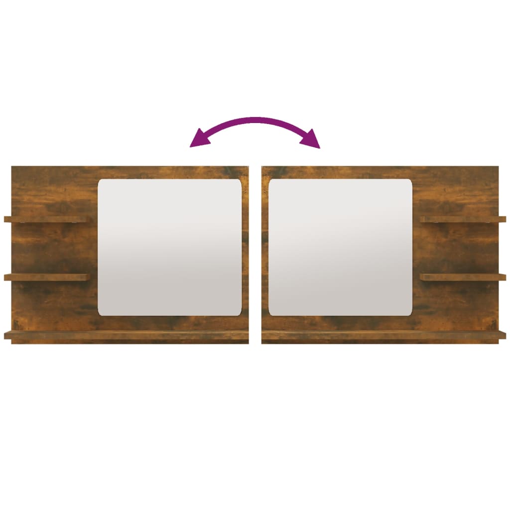 Badkamerspiegel 60x10,5x45 cm bewerkt hout gerookt eikenkleurig is nu te koop bij PeponiXL, paradijselijk wonen!