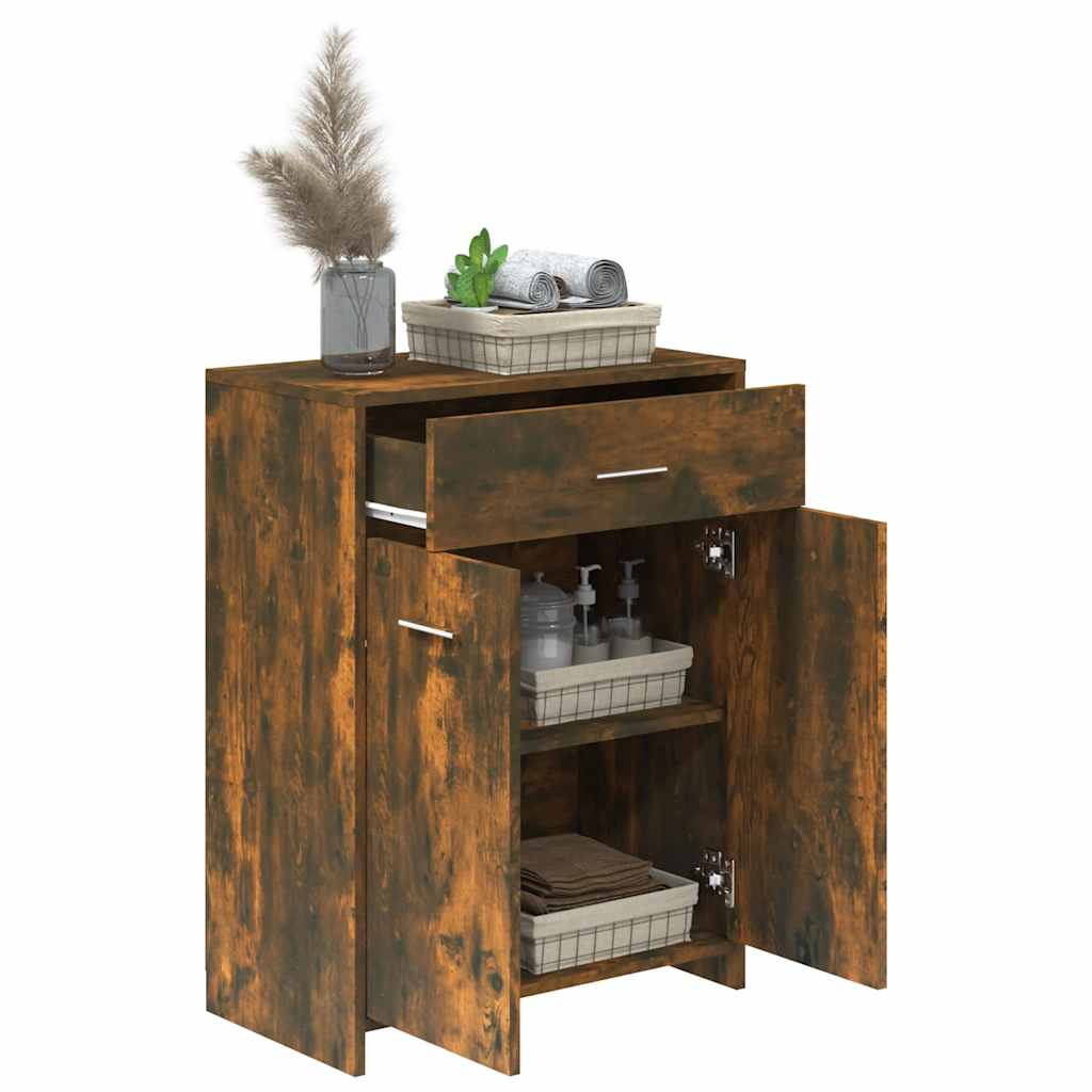 Badkamerkast 60x33x80 cm bewerkt hout gerookt eikenkleurig is nu te koop bij PeponiXL, paradijselijk wonen!