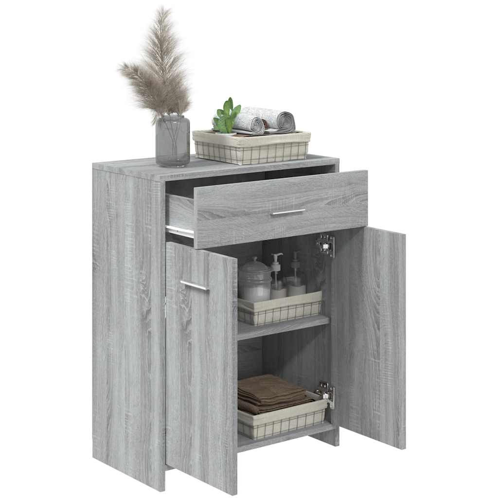 Badkamerkast 60x33x80 cm bewerkt hout grijs sonoma eikenkleurig is nu te koop bij PeponiXL, paradijselijk wonen!