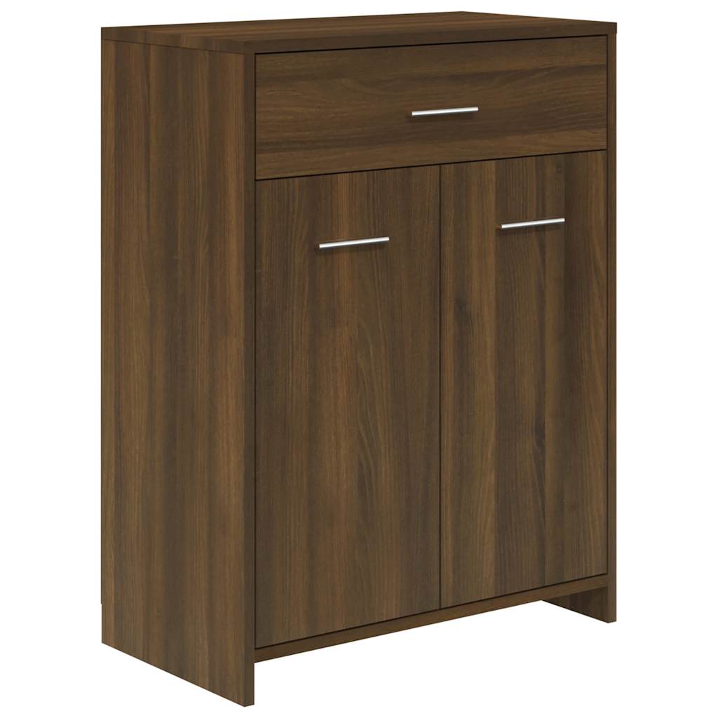 Badkamerkast 60x33x80 cm bewerkt hout bruin eikenkleur is nu te koop bij PeponiXL, paradijselijk wonen!