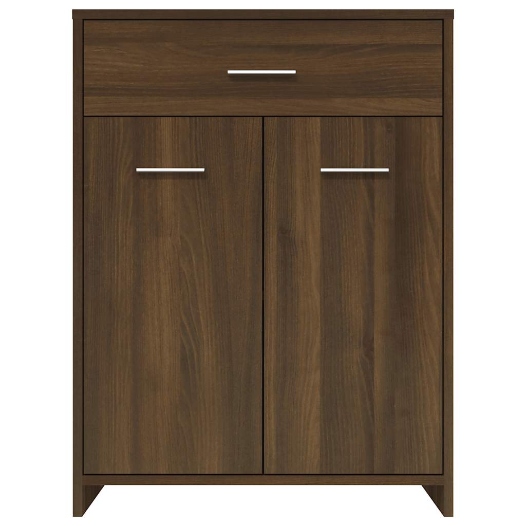 Badkamerkast 60x33x80 cm bewerkt hout bruin eikenkleur is nu te koop bij PeponiXL, paradijselijk wonen!