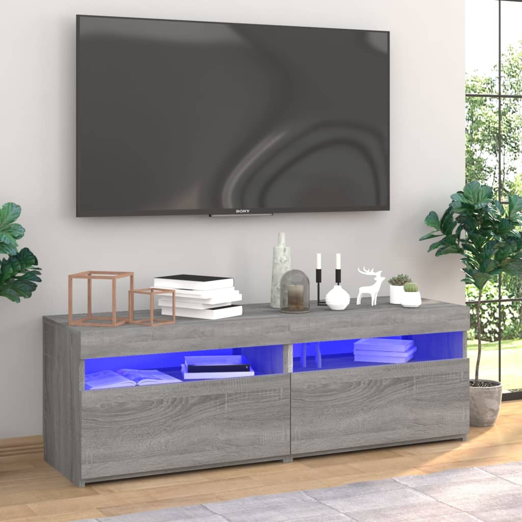 Tv-meubels 2 st met LED-verlichting 60x35x40 cm grijs sonoma is nu te koop bij PeponiXL, paradijselijk wonen!