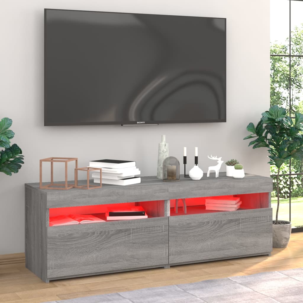 Tv-meubels 2 st met LED-verlichting 60x35x40 cm grijs sonoma is nu te koop bij PeponiXL, paradijselijk wonen!