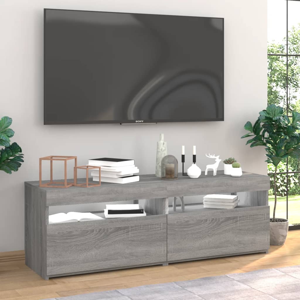 Tv-meubels 2 st met LED-verlichting 60x35x40 cm grijs sonoma is nu te koop bij PeponiXL, paradijselijk wonen!