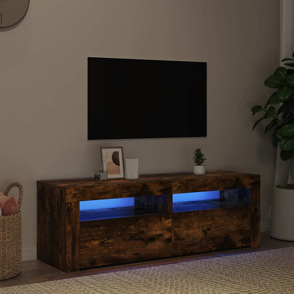 Tv-meubel met LED-verlichting 120x35x40 cm sonoma eikenkleurig is nu te koop bij PeponiXL, paradijselijk wonen!