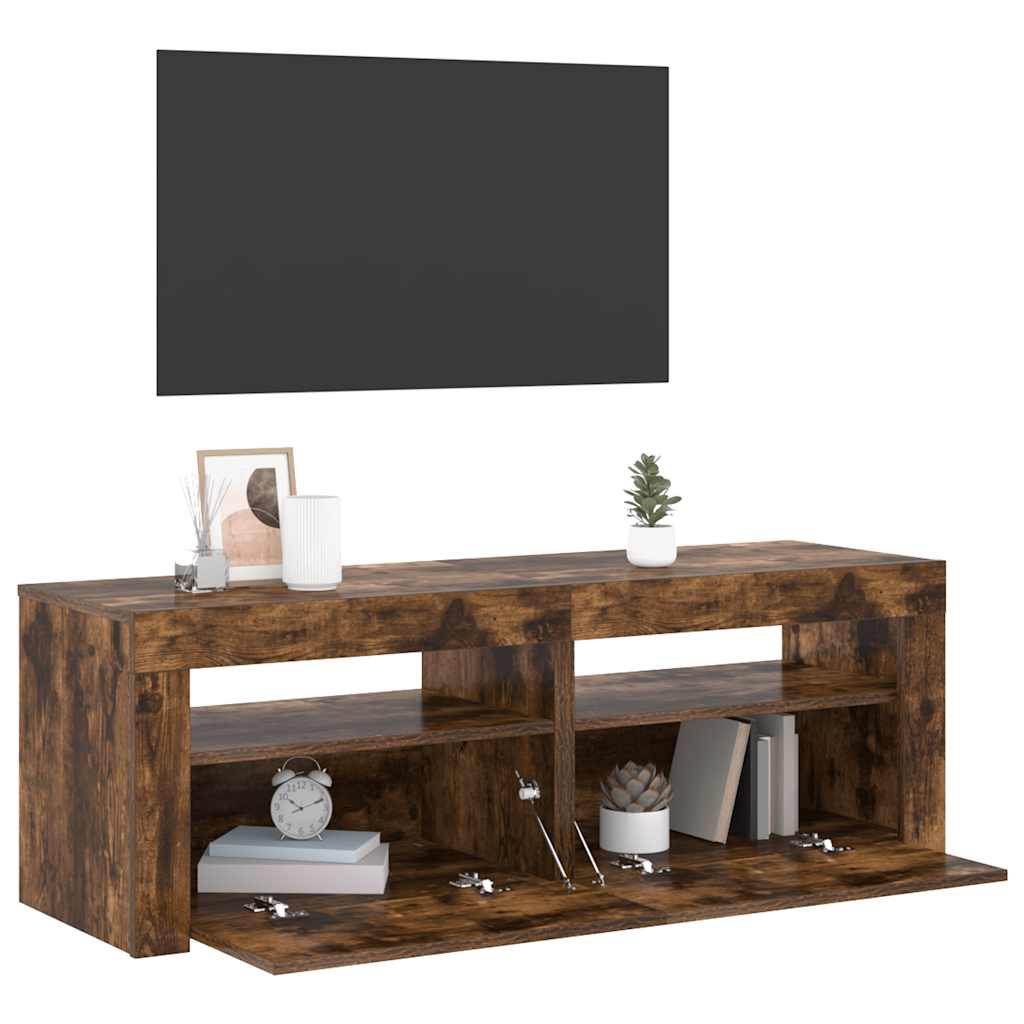 Tv-meubel met LED-verlichting 120x35x40 cm sonoma eikenkleurig is nu te koop bij PeponiXL, paradijselijk wonen!