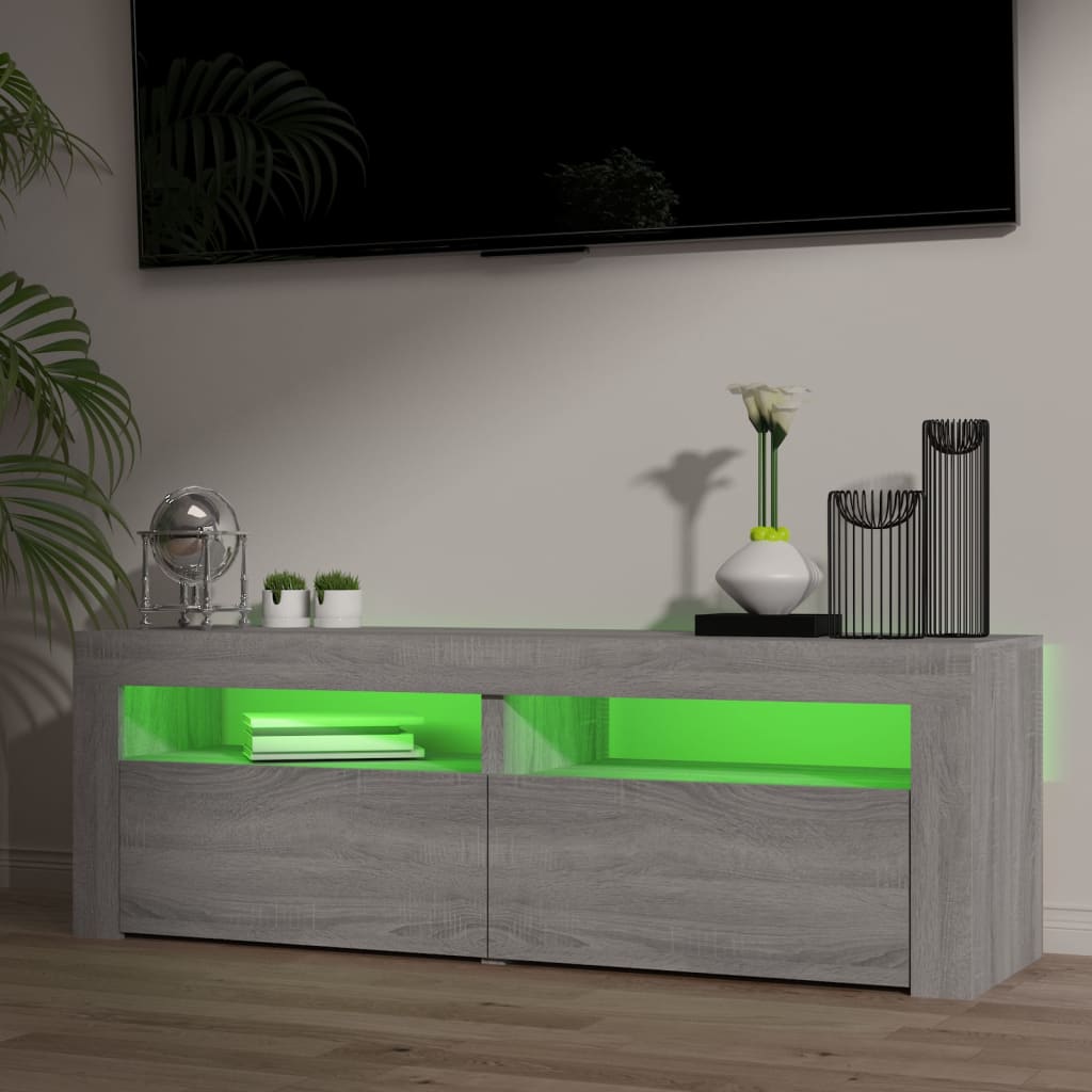Tv-meubel met LED-verlichting 120x35x40 cm grijs sonoma eiken is nu te koop bij PeponiXL, paradijselijk wonen!