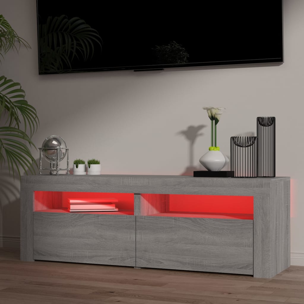 Tv-meubel met LED-verlichting 120x35x40 cm grijs sonoma eiken is nu te koop bij PeponiXL, paradijselijk wonen!