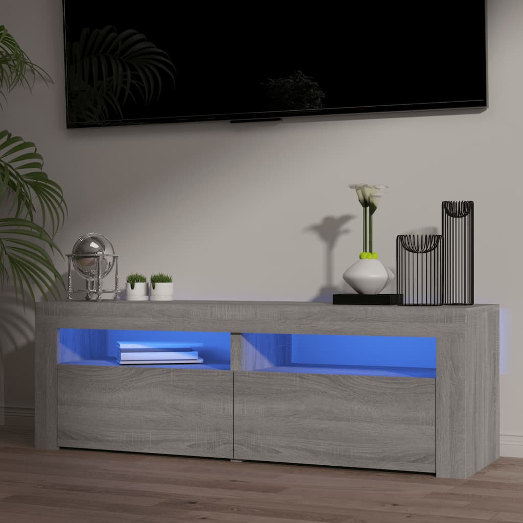 Tv-meubel met LED-verlichting 120x35x40 cm grijs sonoma eiken is nu te koop bij PeponiXL, paradijselijk wonen!