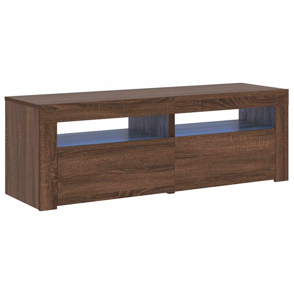 Tv-meubel met LED-verlichting 120x35x40 cm bruin eikenkleur is nu te koop bij PeponiXL, paradijselijk wonen!