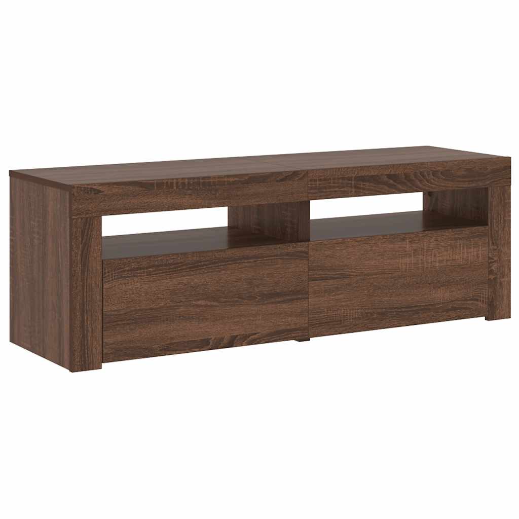 Tv-meubel met LED-verlichting 120x35x40 cm bruin eikenkleur is nu te koop bij PeponiXL, paradijselijk wonen!