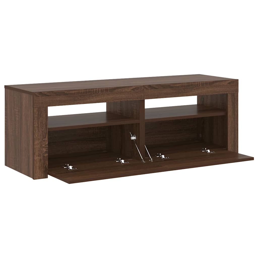 Tv-meubel met LED-verlichting 120x35x40 cm bruin eikenkleur is nu te koop bij PeponiXL, paradijselijk wonen!