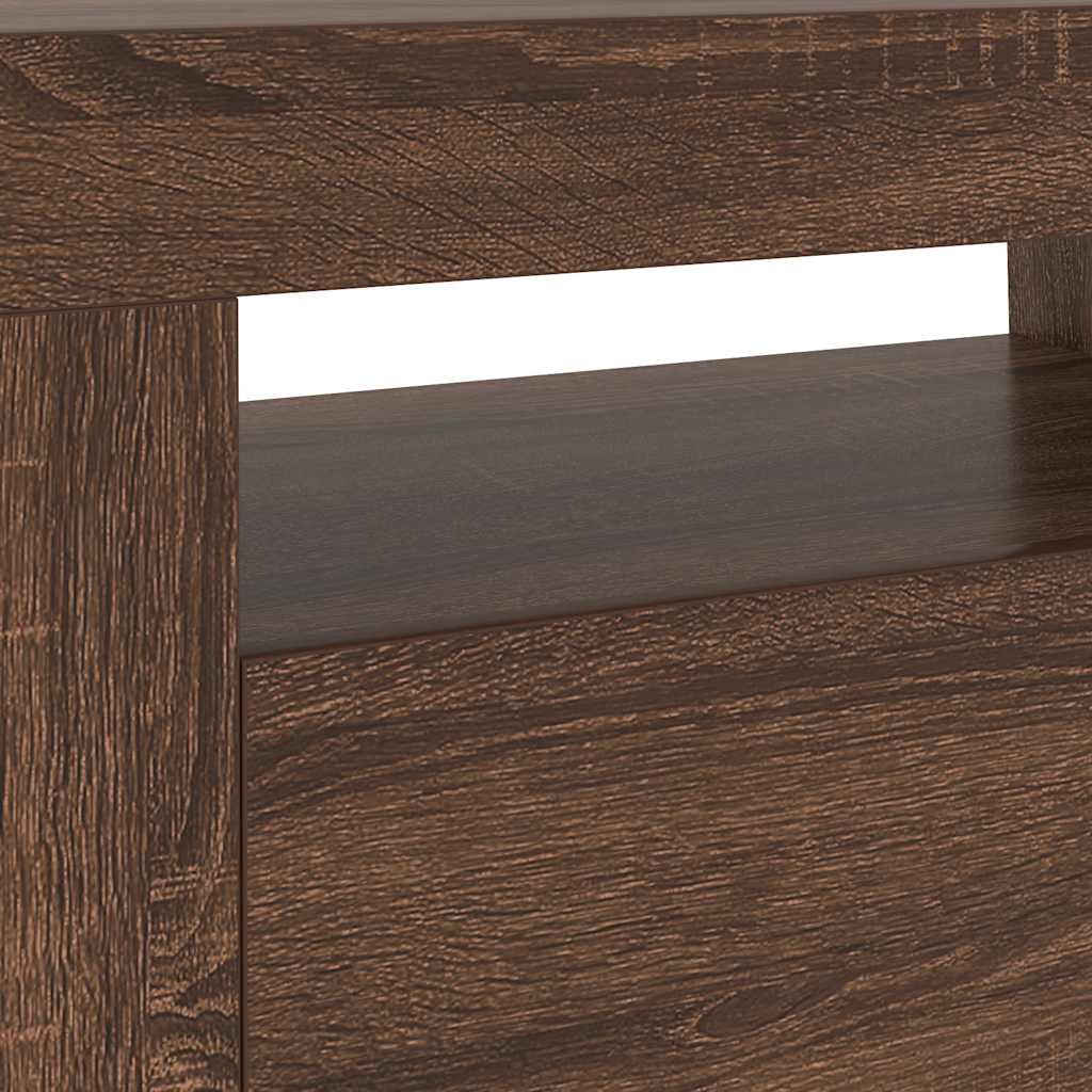 Tv-meubel met LED-verlichting 120x35x40 cm bruin eikenkleur is nu te koop bij PeponiXL, paradijselijk wonen!