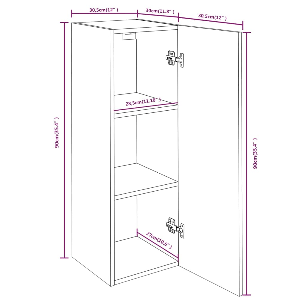Tv-meubel 30,5x30x90 cm bewerkt hout grijs sonoma eikenkleur is nu te koop bij PeponiXL, paradijselijk wonen!