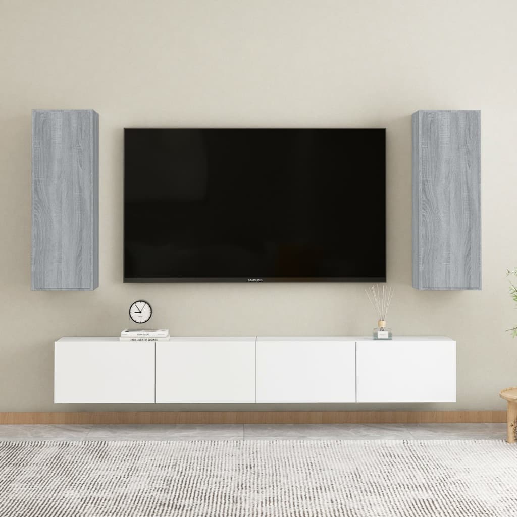 Tv-meubelen 2 st 30,5x30x90 cm bewerkt hout grijs sonoma eiken is nu te koop bij PeponiXL, paradijselijk wonen!