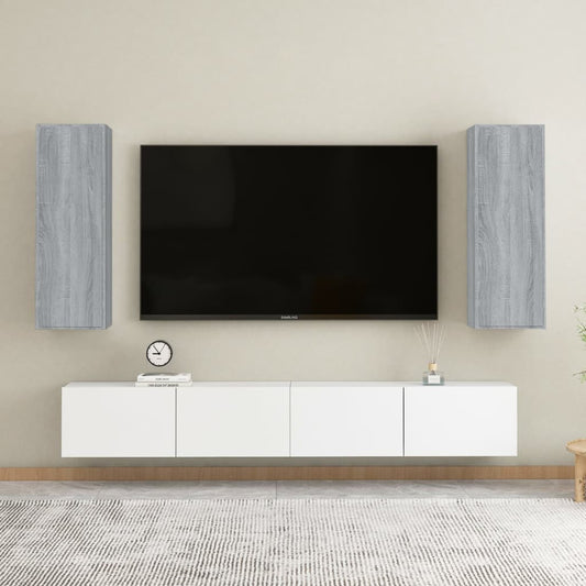 Tv-meubelen 2 st 30,5x30x90 cm bewerkt hout grijs sonoma eiken is nu te koop bij PeponiXL, paradijselijk wonen!