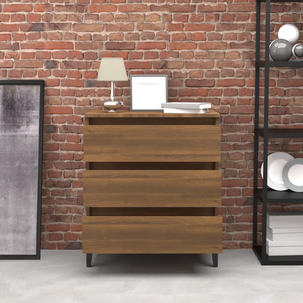 Dressoir 60x35x69 cm bewerkt hout bruin eikenkleur is nu te koop bij PeponiXL, paradijselijk wonen!