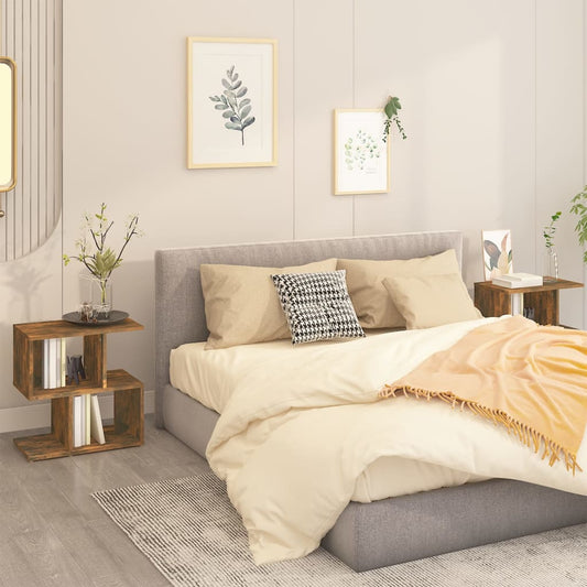 Nachtkastjes 2 st 50x30x51,5 cm bewerkt hout gerookt eikenkleur is nu te koop bij PeponiXL, paradijselijk wonen!