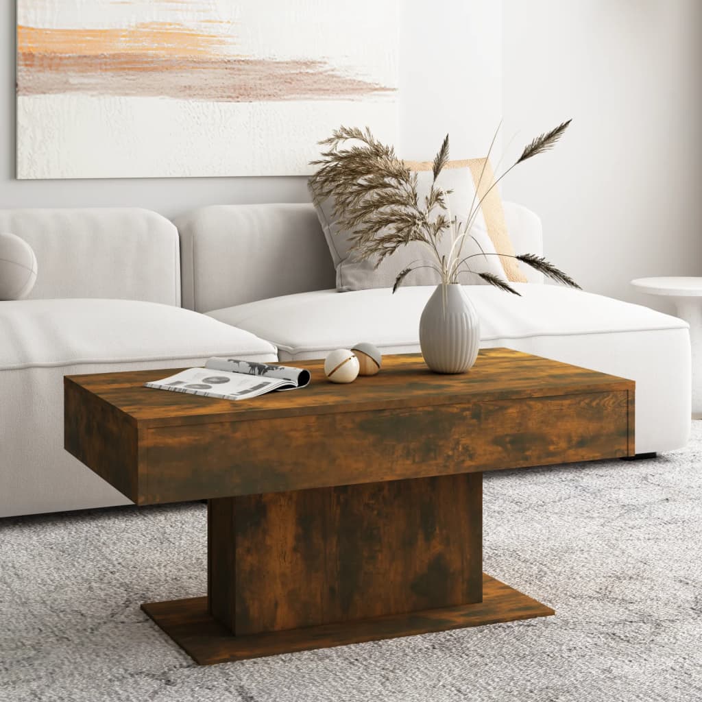 Salontafel 96x50x45 cm bewerkt hout gerookt eikenkleurig is nu te koop bij PeponiXL, paradijselijk wonen!
