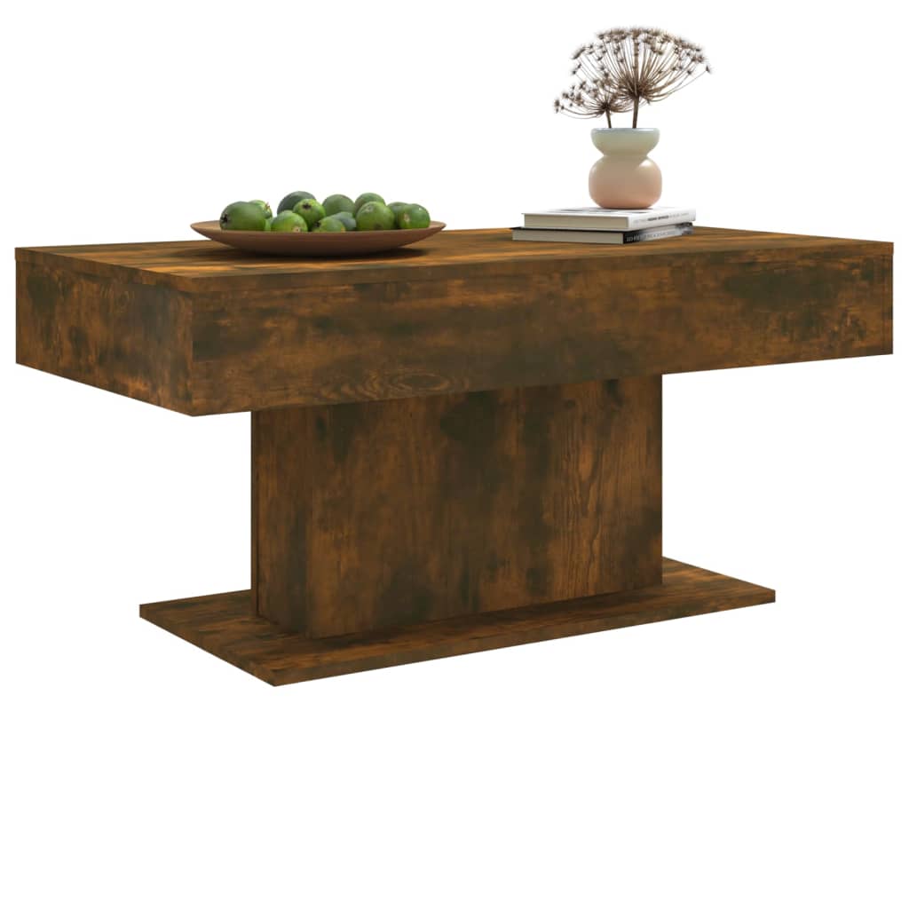 Salontafel 96x50x45 cm bewerkt hout gerookt eikenkleurig is nu te koop bij PeponiXL, paradijselijk wonen!