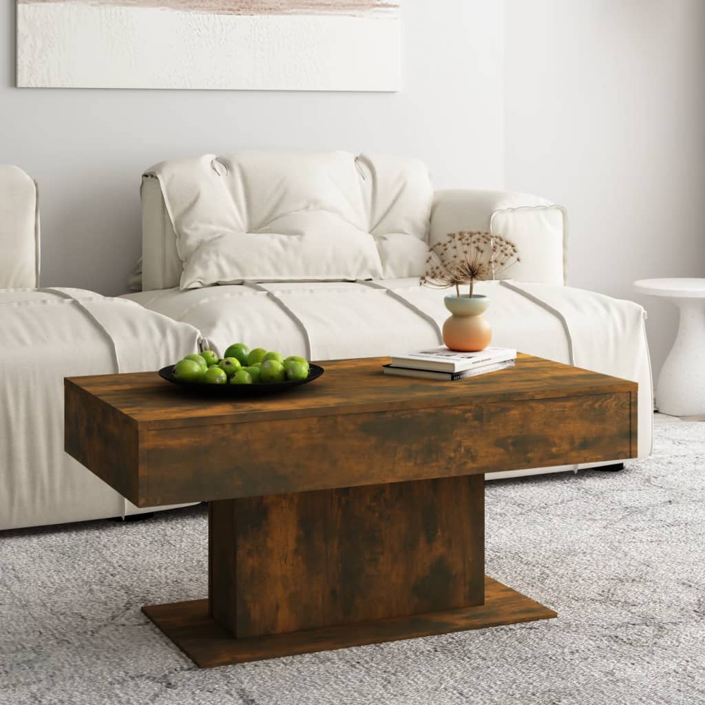 Salontafel 96x50x45 cm bewerkt hout gerookt eikenkleurig is nu te koop bij PeponiXL, paradijselijk wonen!