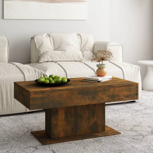 Salontafel 96x50x45 cm bewerkt hout gerookt eikenkleurig is nu te koop bij PeponiXL, paradijselijk wonen!