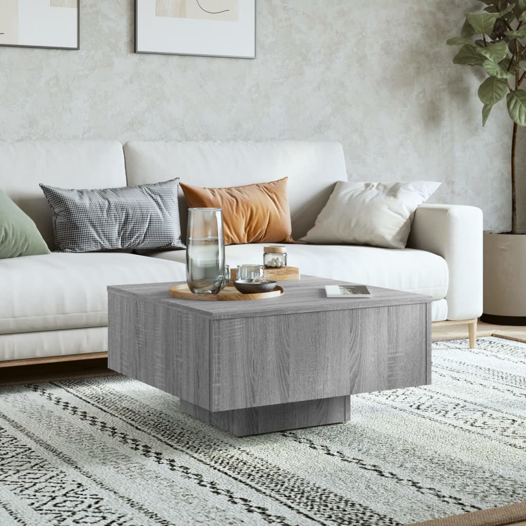 Salontafel 60x60x31,5 cm bewerkt hout grijs sonoma eikenkleurig is nu te koop bij PeponiXL, paradijselijk wonen!
