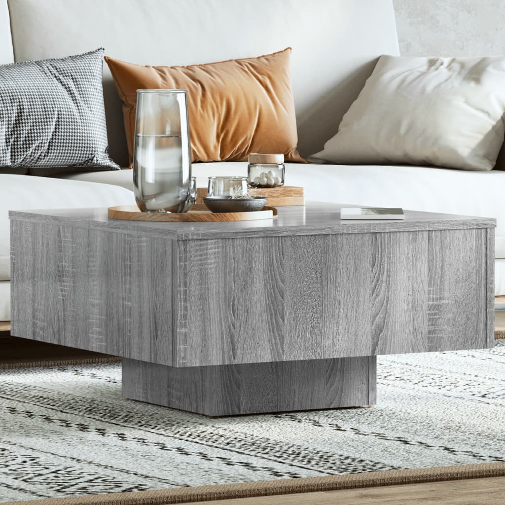Salontafel 60x60x31,5 cm bewerkt hout grijs sonoma eikenkleurig is nu te koop bij PeponiXL, paradijselijk wonen!