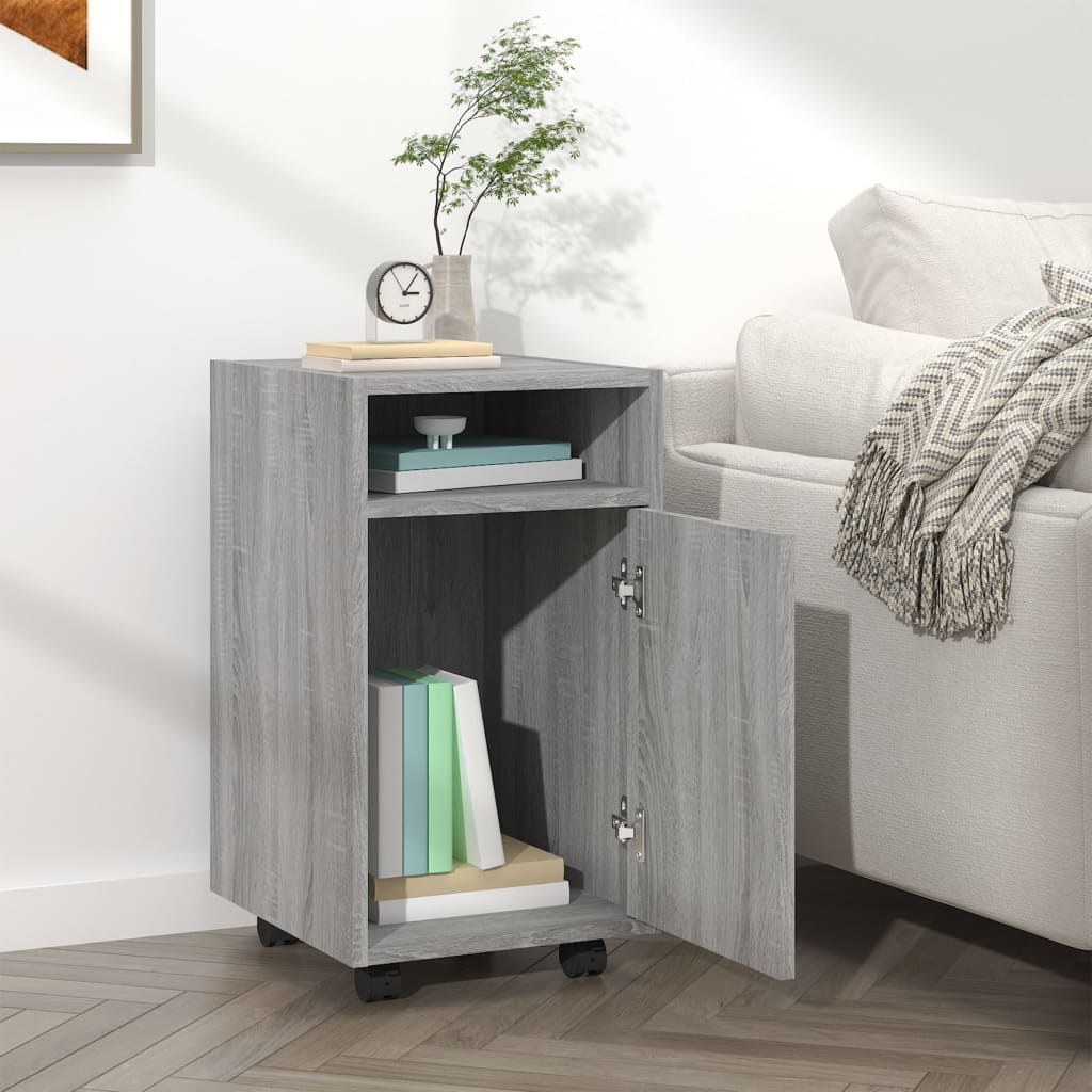 Bijzetkast met wielen 33x38x60 cm bewerkt hout grijs sonoma is nu te koop bij PeponiXL, paradijselijk wonen!