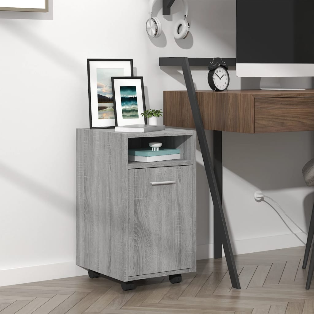 Bijzetkast met wielen 33x38x60 cm bewerkt hout grijs sonoma is nu te koop bij PeponiXL, paradijselijk wonen!