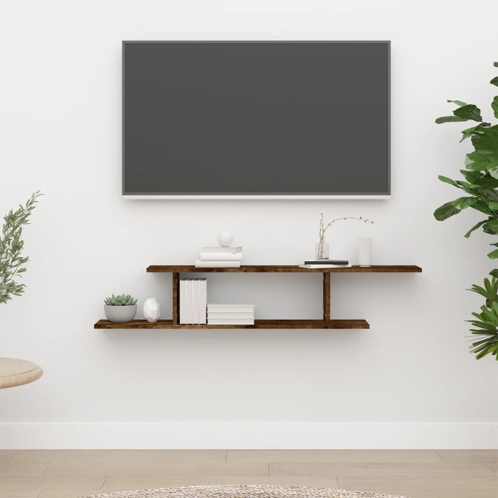 Tv-wandschap 125x18x23 cm bewerkt hout gerookt eikenkleurig is nu te koop bij PeponiXL, paradijselijk wonen!