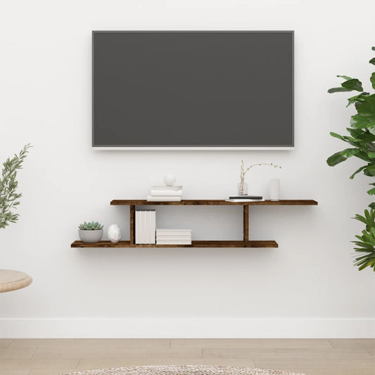 Tv-wandschap 125x18x23 cm bewerkt hout gerookt eikenkleurig is nu te koop bij PeponiXL, paradijselijk wonen!