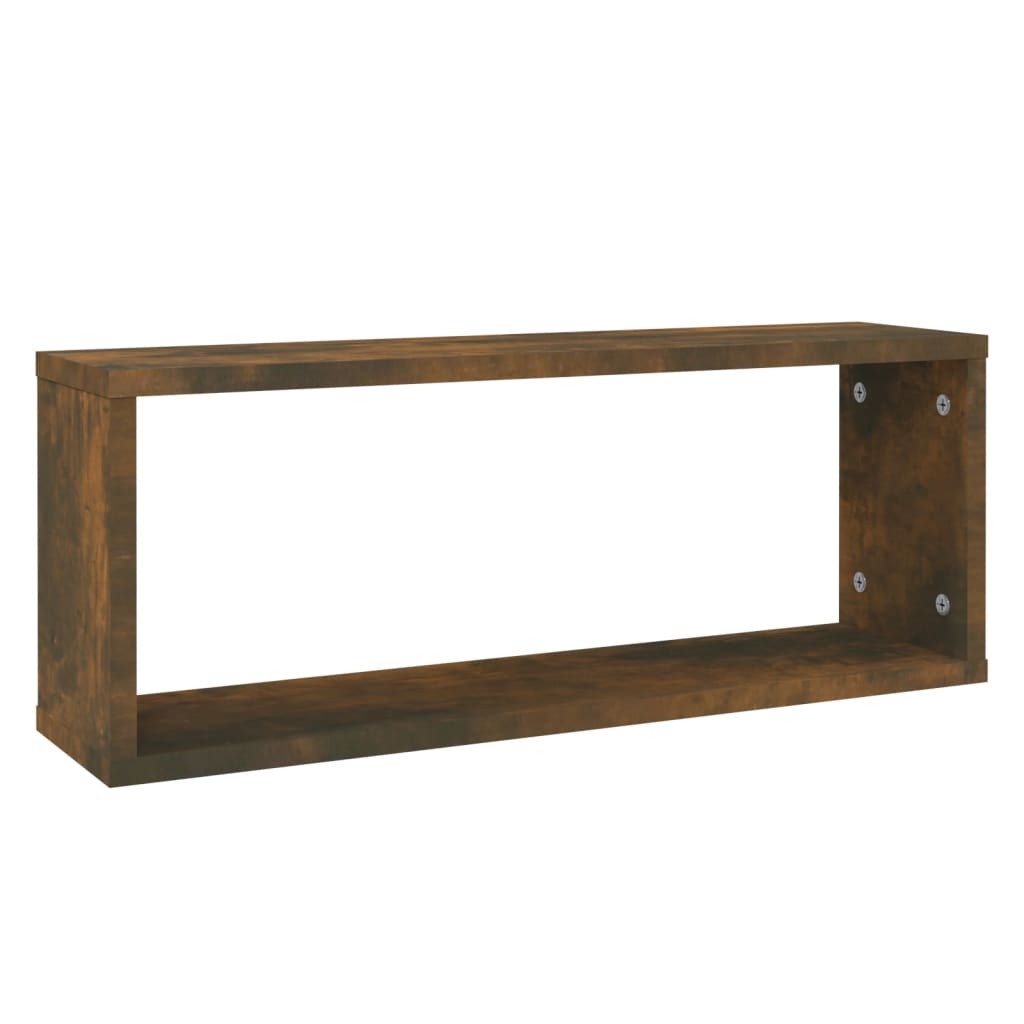 Wandschappen kubus 2 st 60x15x23 cm bewerkt hout gerookt eiken is nu te koop bij PeponiXL, paradijselijk wonen!
