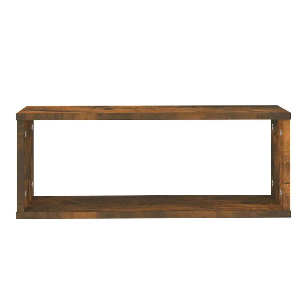 Wandschappen kubus 2 st 60x15x23 cm bewerkt hout gerookt eiken is nu te koop bij PeponiXL, paradijselijk wonen!