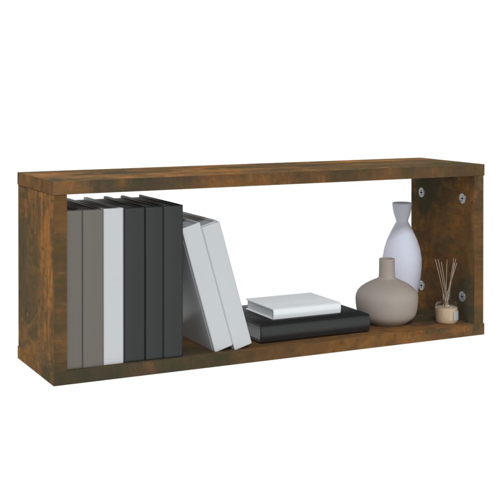 Wandschappen kubus 2 st 60x15x23 cm bewerkt hout gerookt eiken is nu te koop bij PeponiXL, paradijselijk wonen!