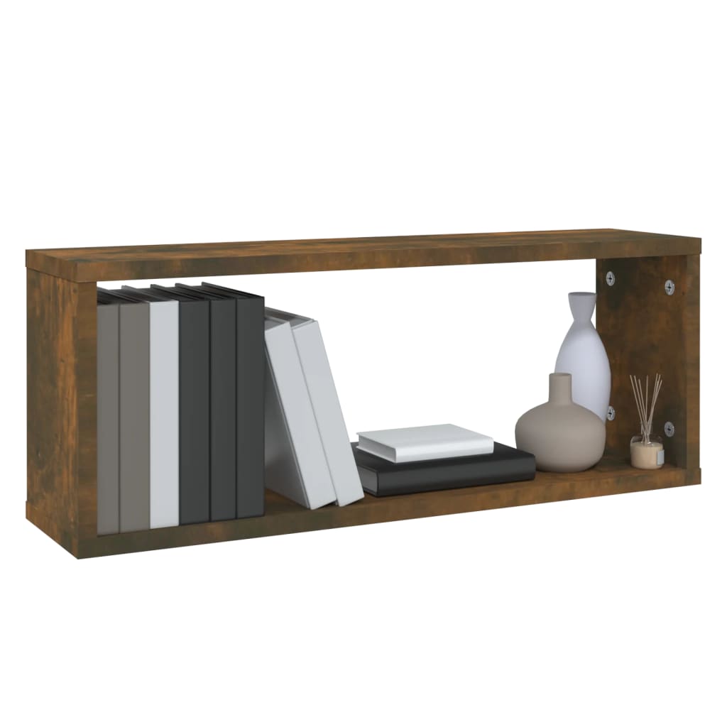 Wandschappen kubus 6 st 60x15x23 cm bewerkt hout gerookt eiken is nu te koop bij PeponiXL, paradijselijk wonen!