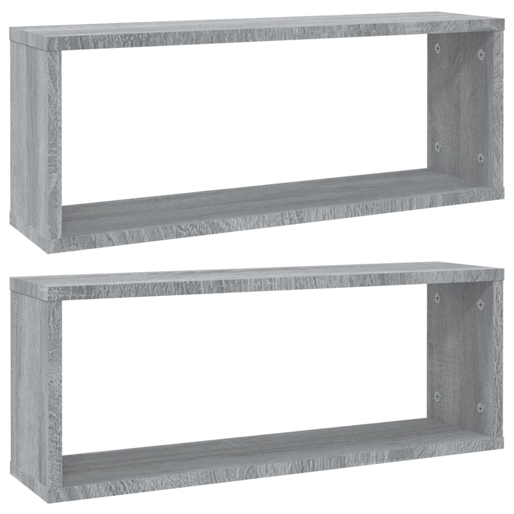 Wandschappen kubus 2 st 60x15x23 cm bewerkt hout grijs sonoma is nu te koop bij PeponiXL, paradijselijk wonen!