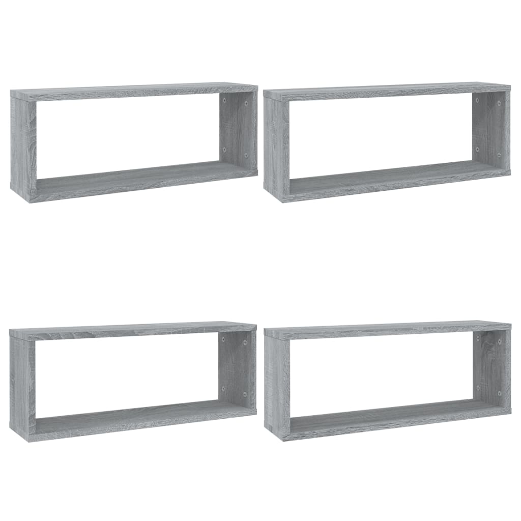 Wandschappen kubus 4 st 60x15x23 cm bewerkt hout grijs sonoma is nu te koop bij PeponiXL, paradijselijk wonen!