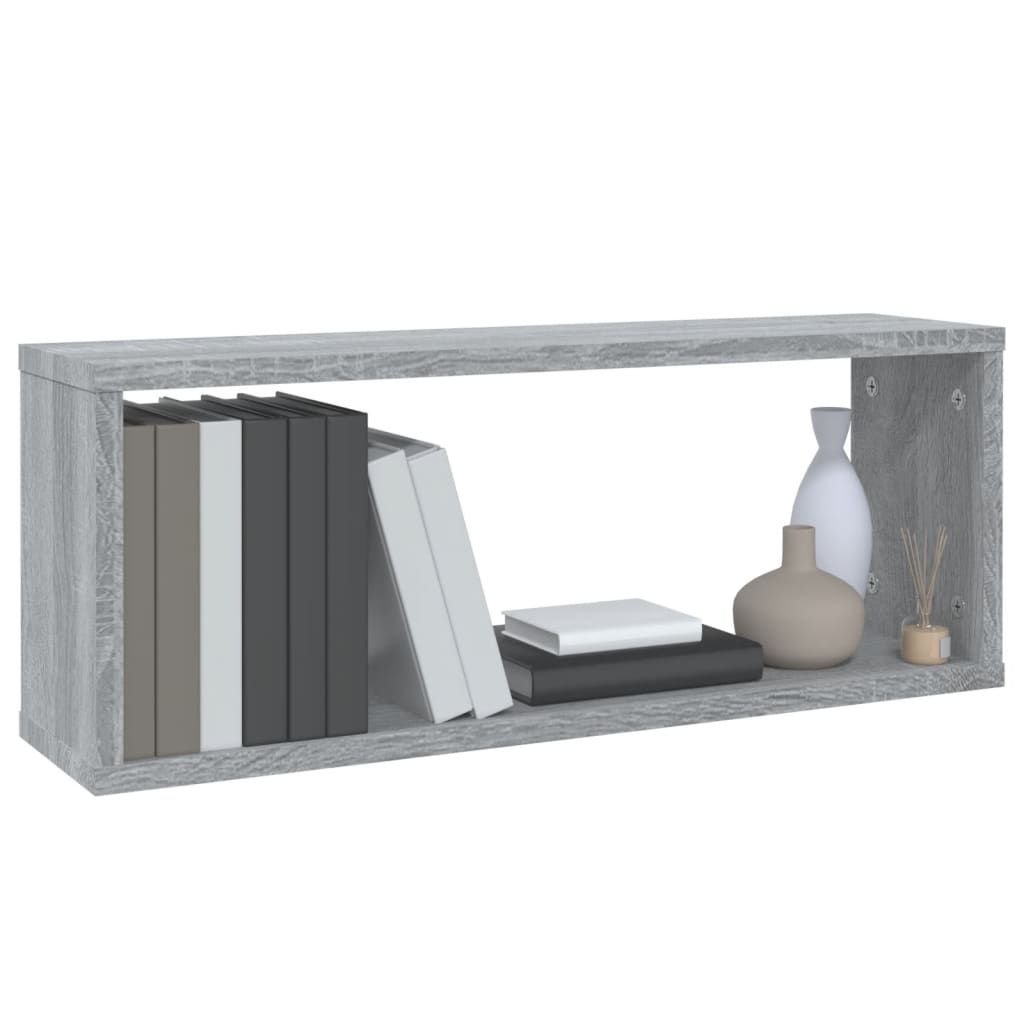 Wandschappen kubus 4 st 60x15x23 cm bewerkt hout grijs sonoma is nu te koop bij PeponiXL, paradijselijk wonen!