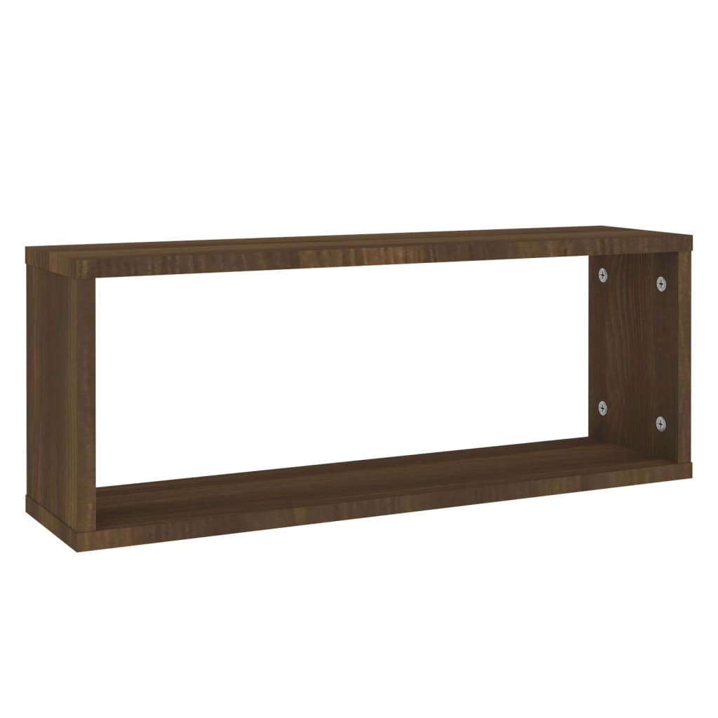 Wandschappen kubus 2 st 60x15x23 cm bewerkt hout bruin eiken is nu te koop bij PeponiXL, paradijselijk wonen!