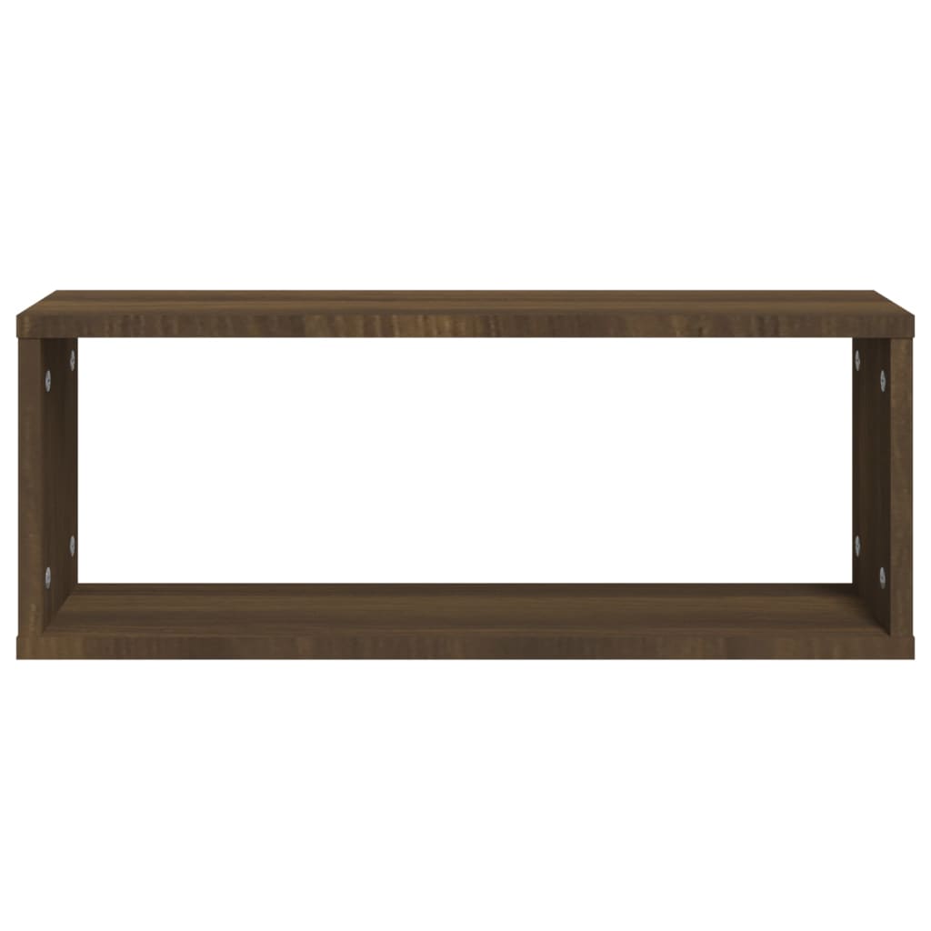Wandschappen kubus 2 st 60x15x23 cm bewerkt hout bruin eiken is nu te koop bij PeponiXL, paradijselijk wonen!