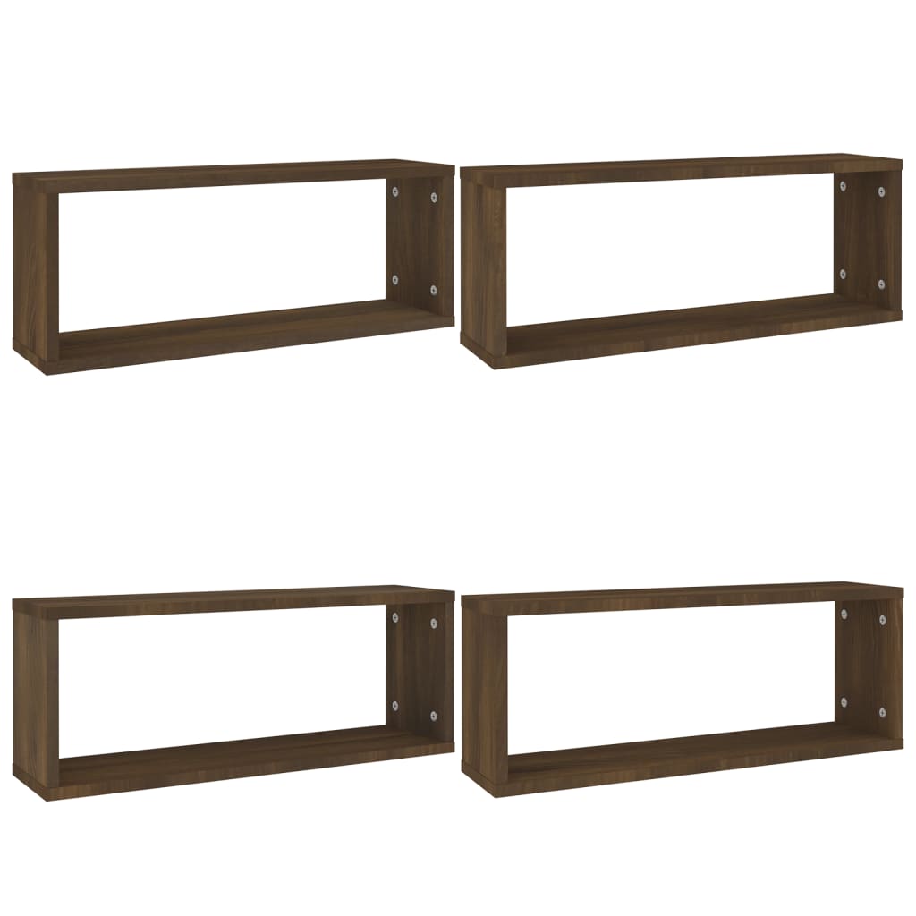 Wandschappen kubus 4 st 60x15x23 cm bewerkt hout bruin eiken is nu te koop bij PeponiXL, paradijselijk wonen!